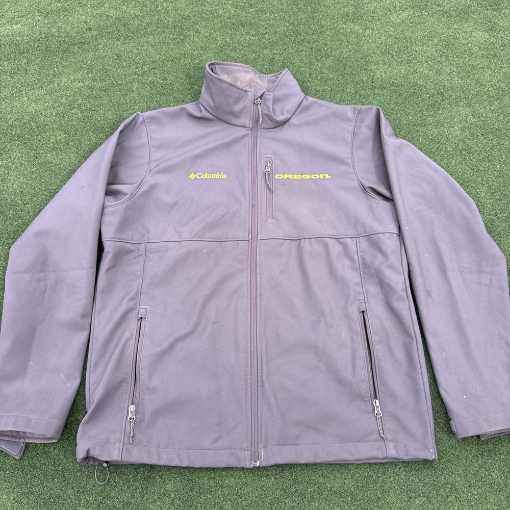 Columbia Men's L University of Oregon Ducks Charcoal Soft She'll Jacket Zip Up